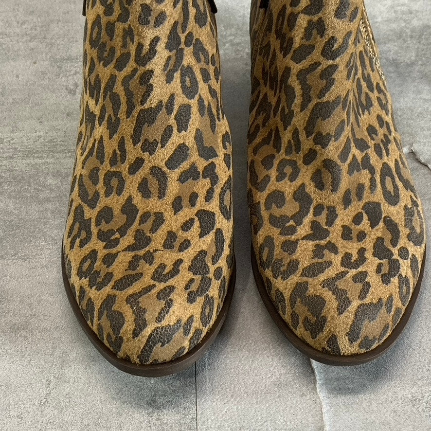 LUCKY BRAND Women's Natural Leopard Leather Basel Block-Heel Booties SZ 7