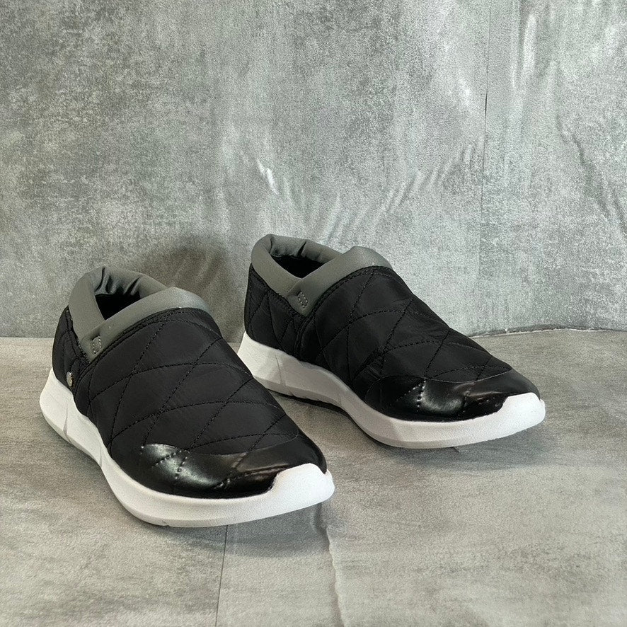 LONDON FOG Women's Black Kelsie Quilted Memory Foam Round-Toe Slip-On Sneakers