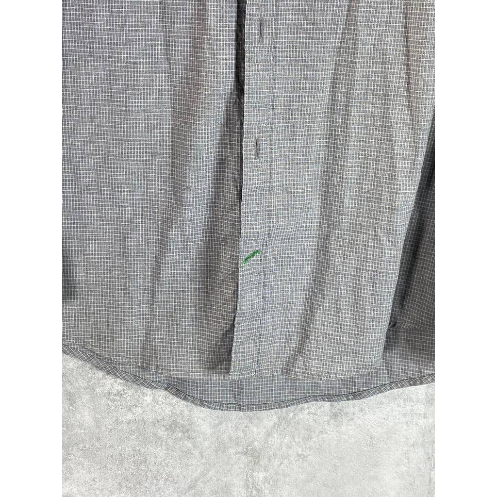 TOMMY HILFIGER Men's Gray Gingham New York Fit Button-Up Long Sleeve Shirt SZ M