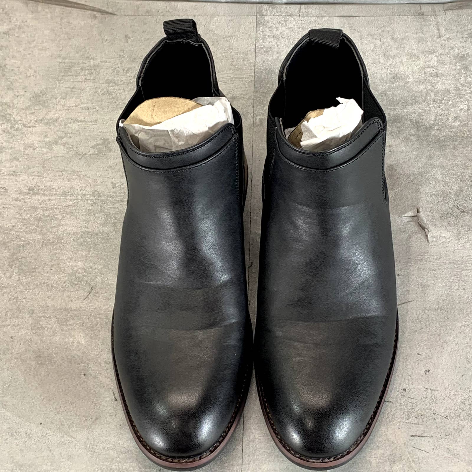 VANCE CO. Men's Black Faux-Leather Landon Pull-On Dress Boots SZ 8.5