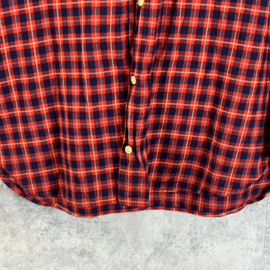 J.CREW Women's Red Plaid Brushed Twill Flannel Button-Up Long-Sleeve Top SZ 4