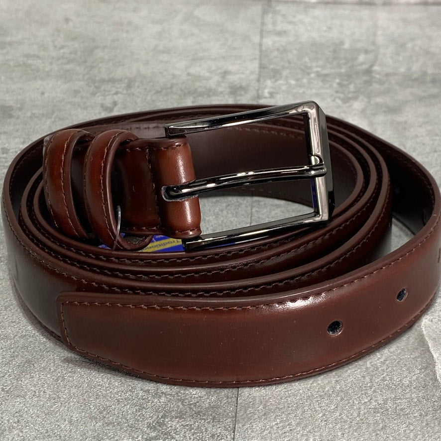 GALLERY SEVEN Cranberry Single Prong Double Loop Leather Dress Belt SZ 56"