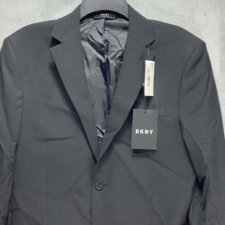 DKNY Solid Black Modern-Fit Two-Button Notched Lapel Lined Regular Suit Jacket SZ 40R