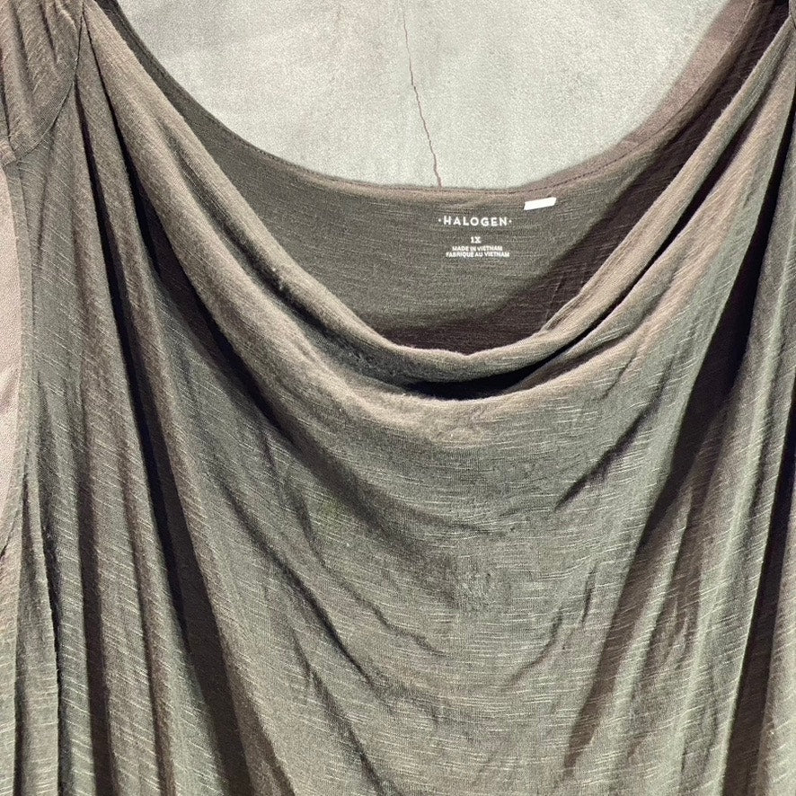 HALOGEN Women's Plus Size Grey Beluga Drape Neck Sleeveless Top SZ 1X