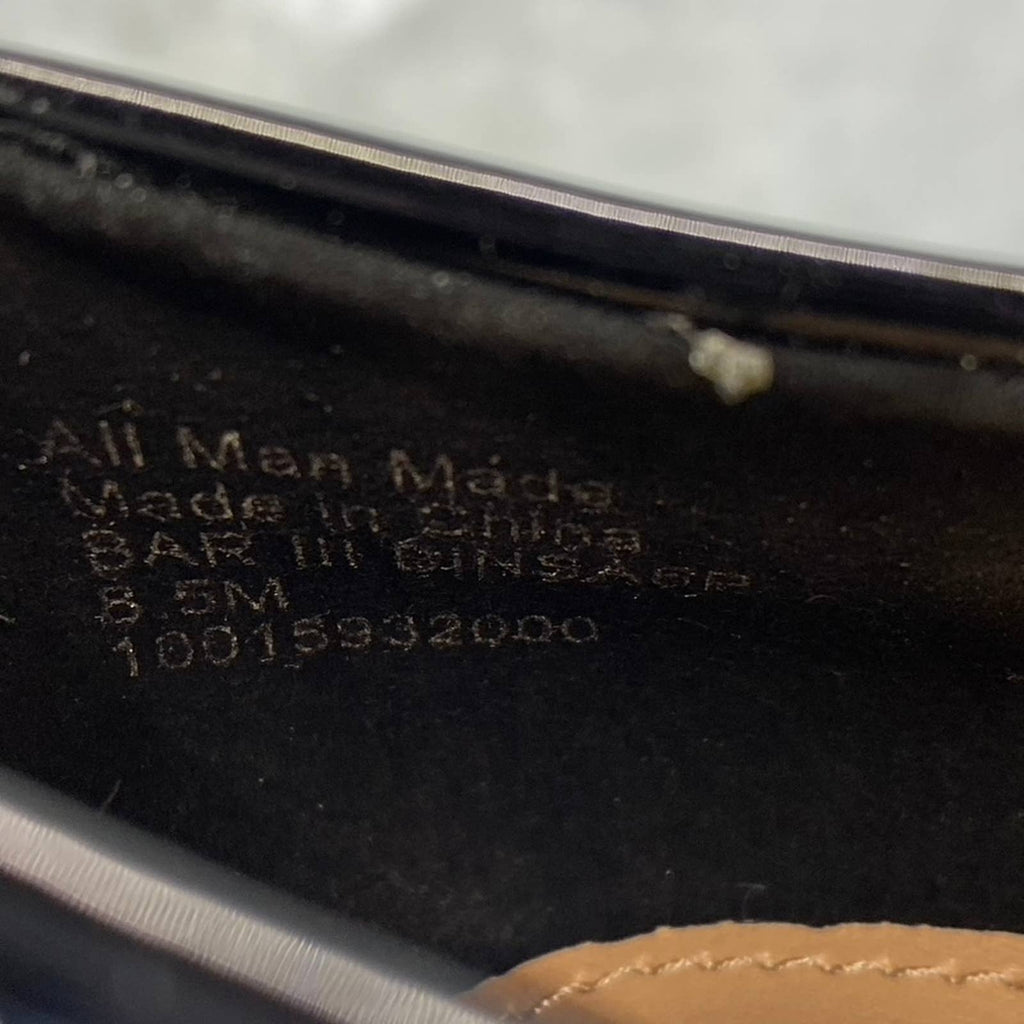 BAR III Women's Black Patent Binsa Ball-Chain Trim Pointed-Toe Pumps SZ 8.5