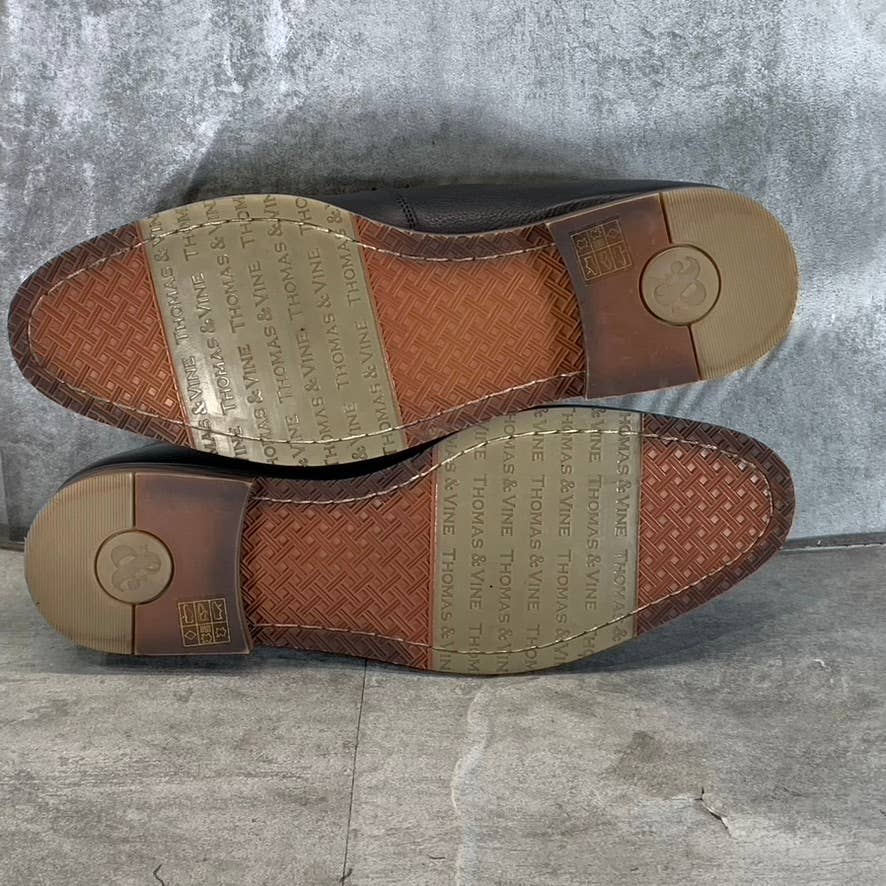 THOMAS & VINE Men's Black Leather Clayton Lace-Up Derby Shoes SZ 12