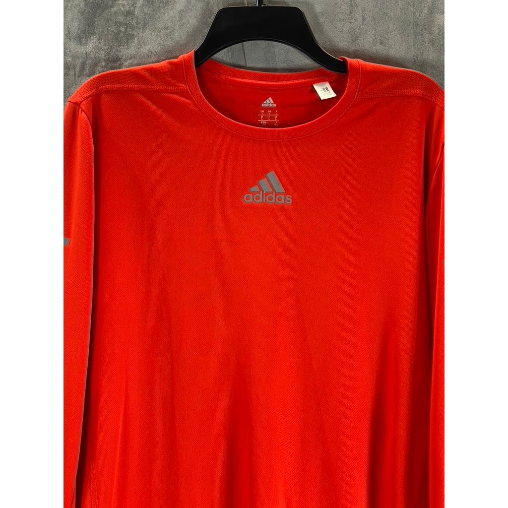 ADIDAS Men's Orange Sequencials Climalite Running Long Sleeve T-Shirt SZ L