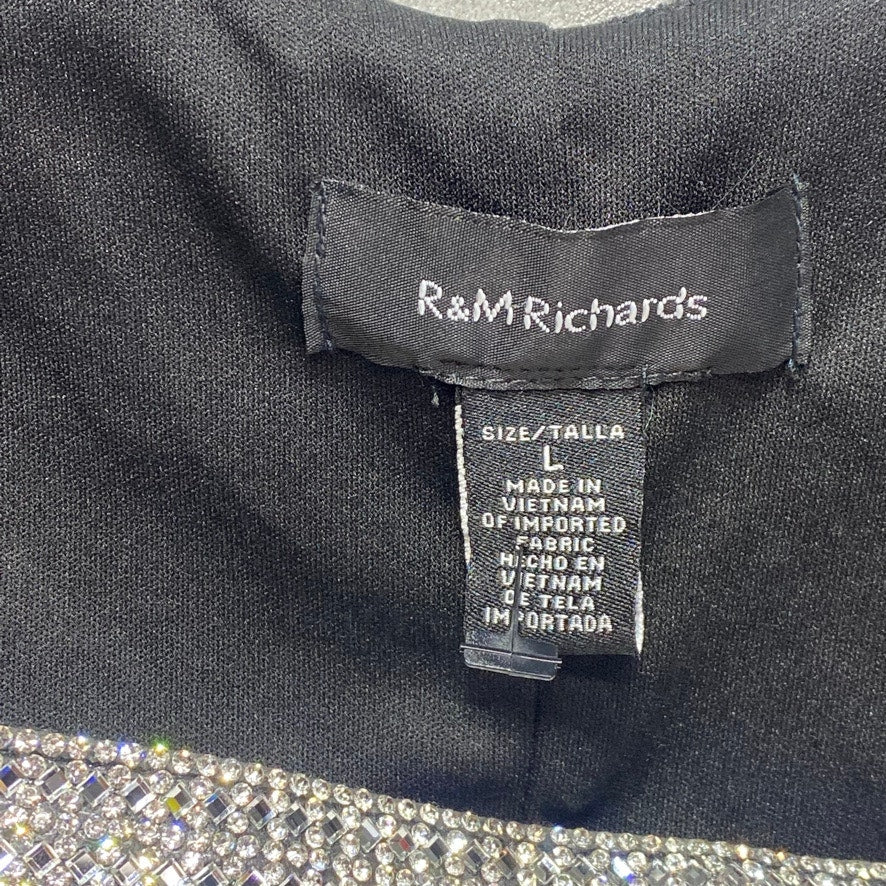 R & M RICHARDS Black Embellished Square Neckline Tank Top SZ L