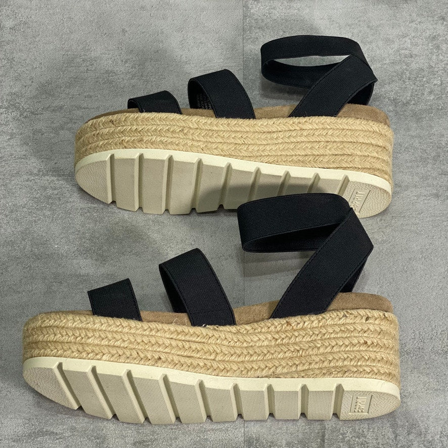 ESPRIT Black Allison Slip-On Elastic Flatform Open-Toe Sandals SZ 8