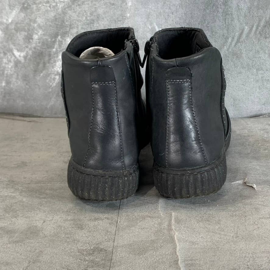 CLARKS COLLECTION Women's Black Leather Caroline Rae Ruched Ankle Booties SZ 8.5