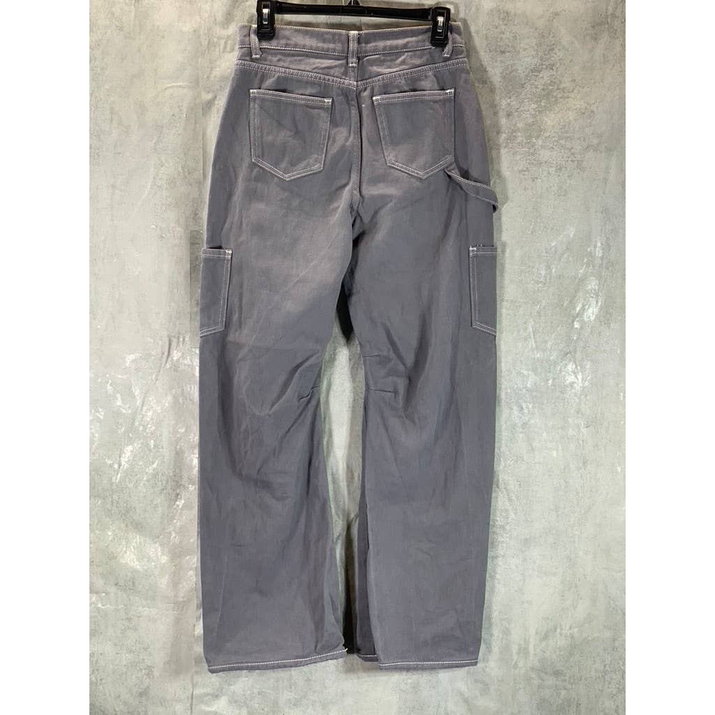 LIONESS Women's Grey Miami Vice Lightweight Low-Rise Carpenter Cargo Pants SZ XS