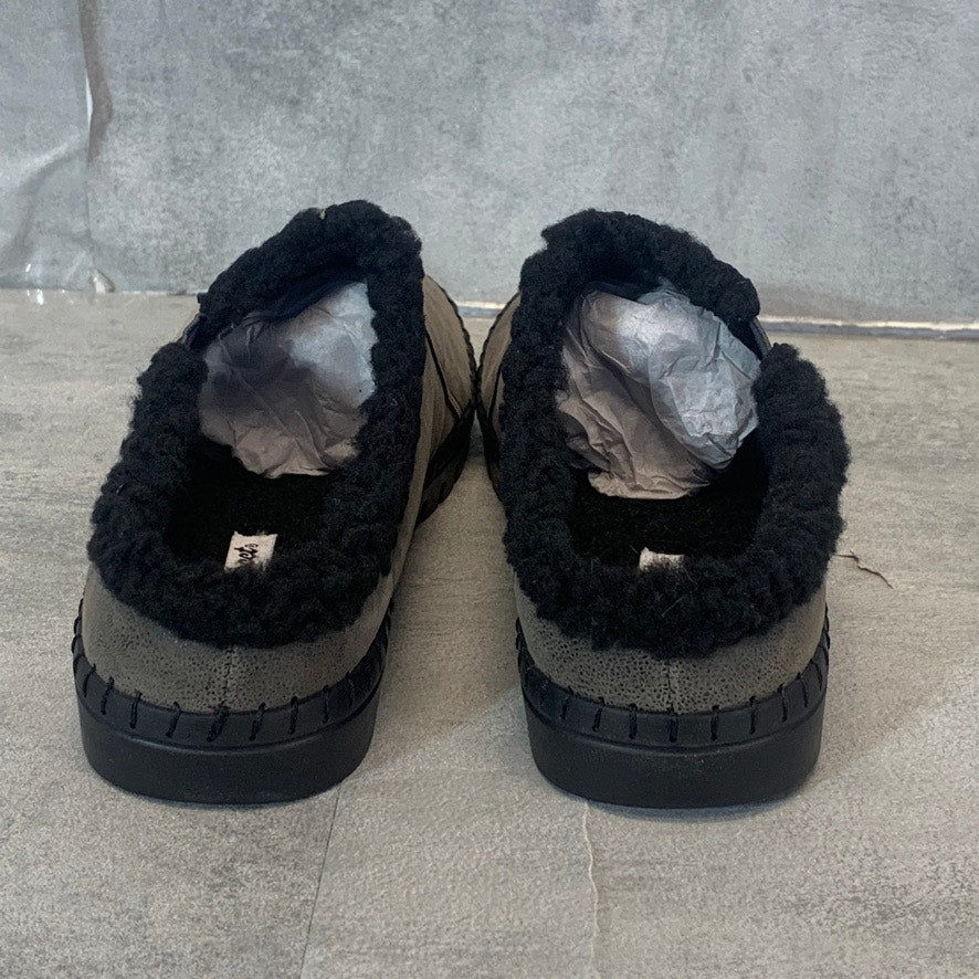EASY STREET Grey Praire Comfort Faux Fur Round-Toe Slip-On Mules SZ 9.5