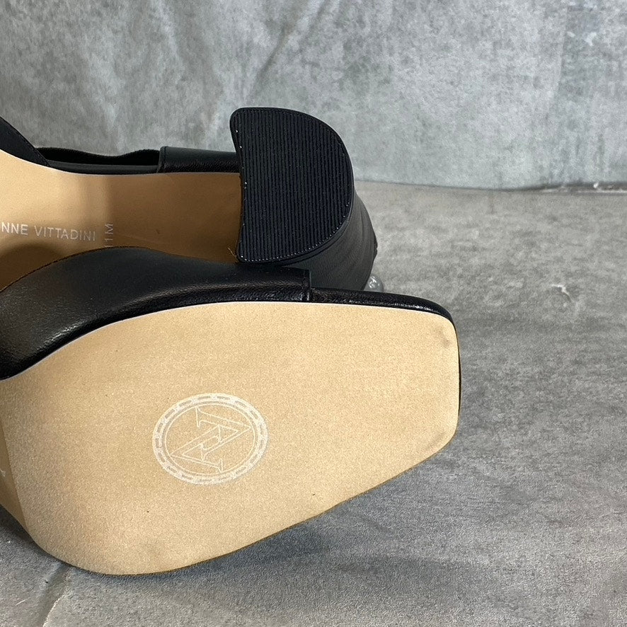 ADRIENNE VITTADINI Women's Black Greta Stretch Knit Slip-On Block-Heel Sandals