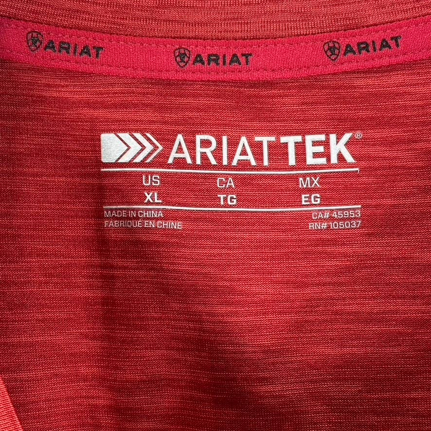 ARIAT TEK Men's Red Charger Vertical Flag Short-Sleeve Crewneck T-Shirt SZ XL
