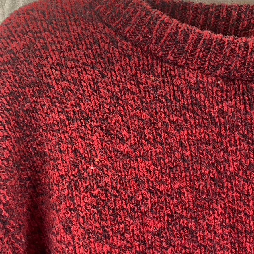 LANDS' END Men's Tall Vintage Red Marble Wool Blend Crewneck Sweater SZ L/T