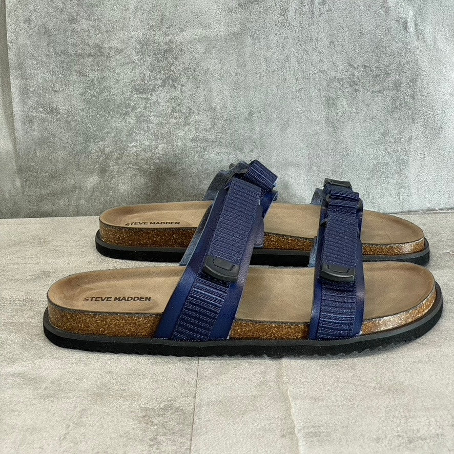 STEVE MADDEN Unisex Blue Lance Adjustable 2-Strap Slide Sandals SZ 6