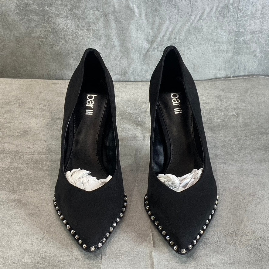 BAR III Women's Black Micro Binsa Ball-Chain Trim Pointed-Toe Pumps SZ 7