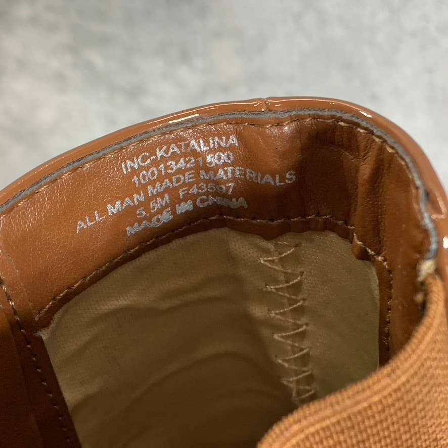 INC INTERNATIONAL CONCEPTS Women's Cognac Patent Katalina Stiletto Booties SZ5.5