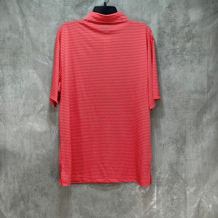 PGA TOUR Red Performance Feeder Stripe Short Sleeve Polo Shirt SZ L