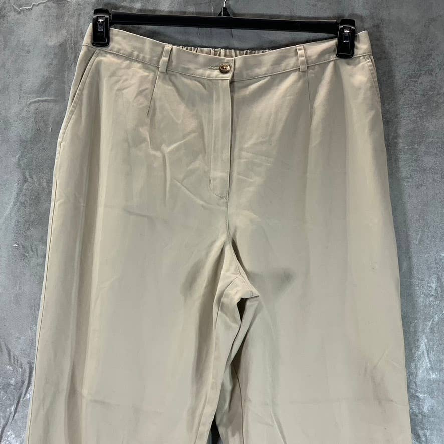 L.L BEAN Women's Khaki High-Rise Original-Fit Tapered Leg Bayside Pants SZ 18