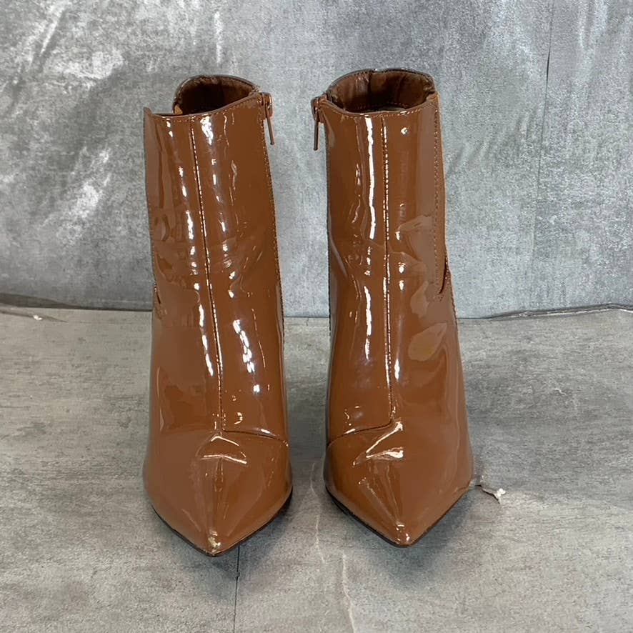 INC INTERNATIONAL CONCEPTS Women's Cognac Patent Katalina Stiletto Booties SZ5.5