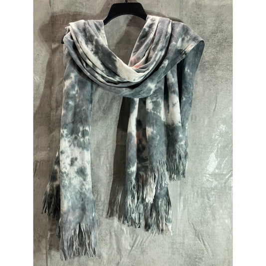 BP. Women's Grey-White Tie-Dye Fringe Detail Wrap SZ OS