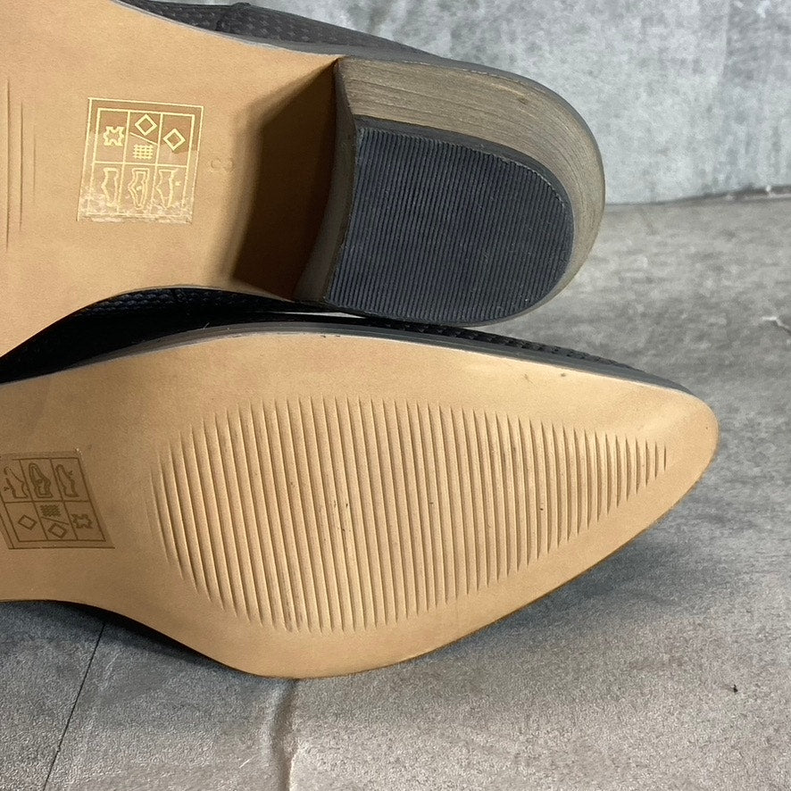 JOURNEE COLLECTION Women's Black Leather Cassie Pointed-Toe Block-Heel Booties