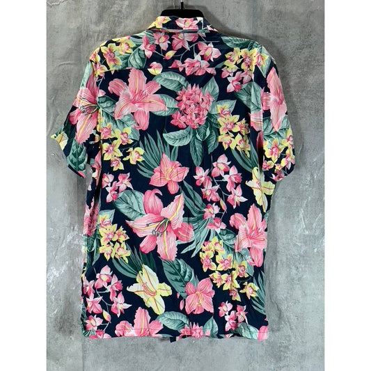ABERCROMBIE & FITCH Men's Pink/Green Tropical Print Button-Up Shirt SZ L