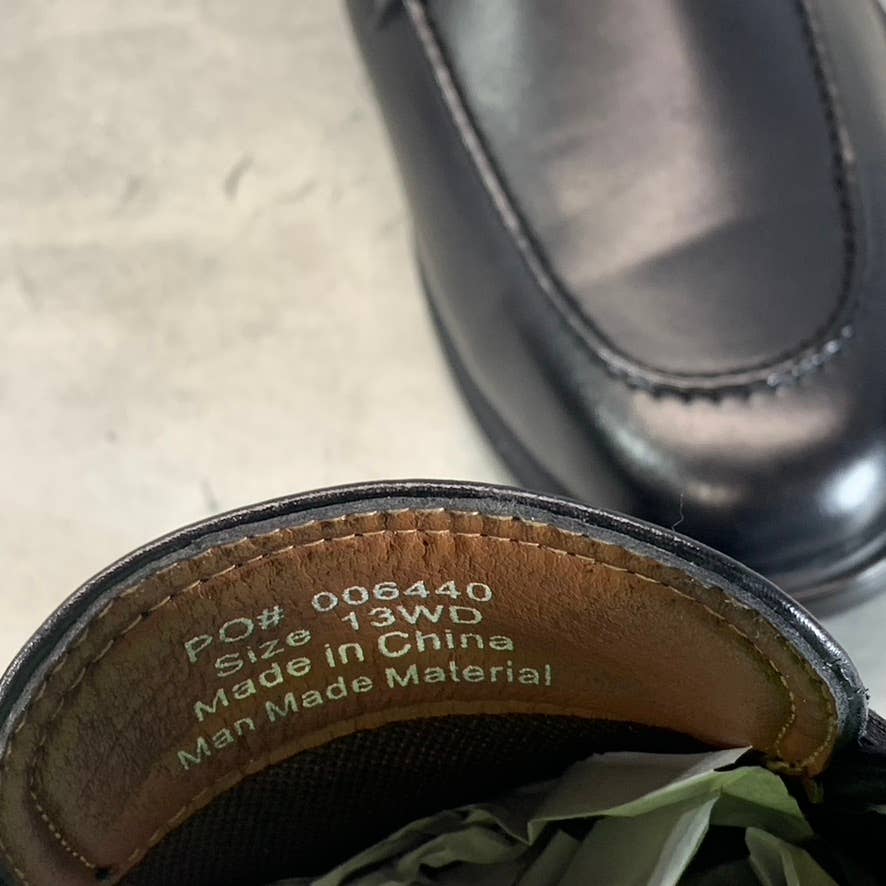 VANCE CO. Men's Wide Width Black Faux Leather Keith Slip-On Penny Loafers SZ 12W