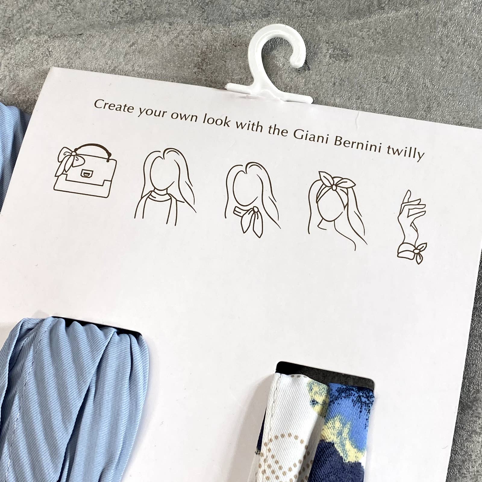 GIANI BERNINI Women's Neutral Blue Logo Floral & Solid Twin Set Twilly Scarves