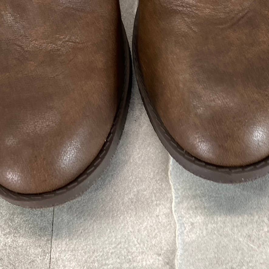 STYLE & CO Women's Brown Smooth Gladyy Side-Zip Block-Heel Ankle Boots SZ 6.5