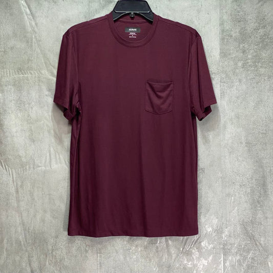 ALFANI Wine Solid Regular-Fit Crewneck Short Sleeve T-Shirt SZ S