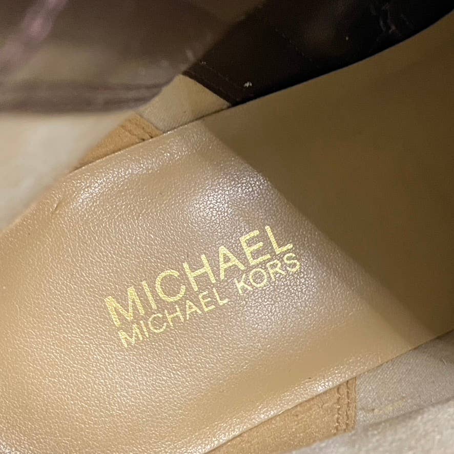 MICHAEL MICHAEL KORS Women's Cognac Leather Padma Strapped Block-Heel Boots SZ6