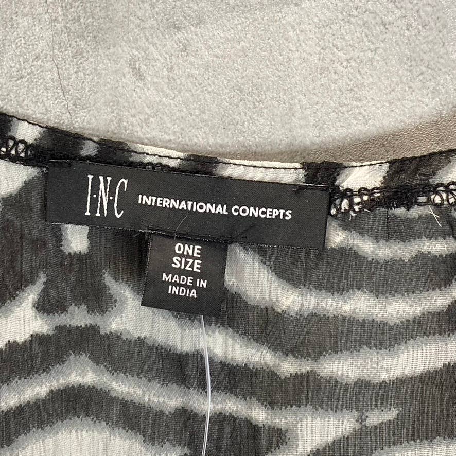 INC INTERNATIONAL CONCEPTS Women's Black/White Zebra Topper SZ OS