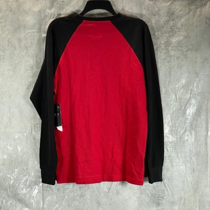 GALAXY BY HARVIC Men's Black/Red Two-Tone Crewneck Raglan Thermal T-Shirt SZ M