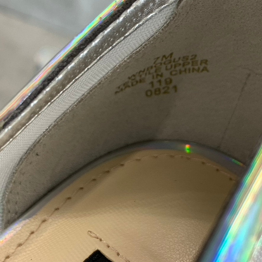 NINE WEST Women's Silver Bogus Rhinestone Embellished Pointed-Toe Mesh Flats SZ7