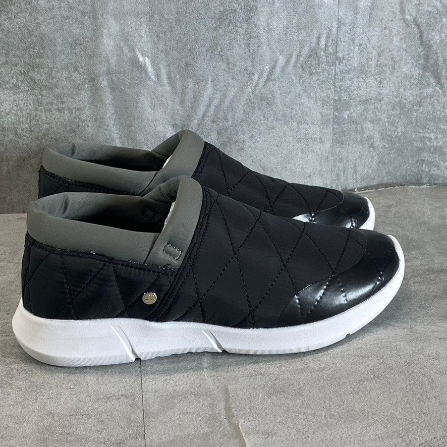 LONDON FOG Women's Black Kelsie Quilted Memory Foam Round-Toe Slip-On Sneakers