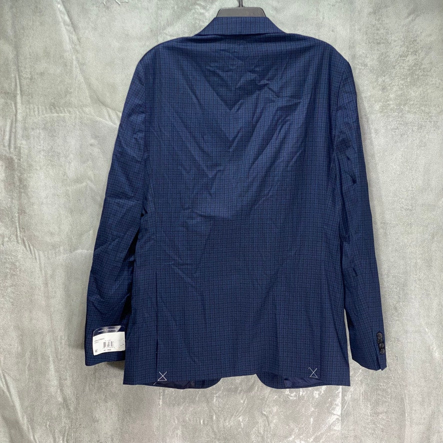 TOMMY HILFIGER TH Flex Blue Modern-Fit Mini Gingham Long Suit Jacket SZ 40L