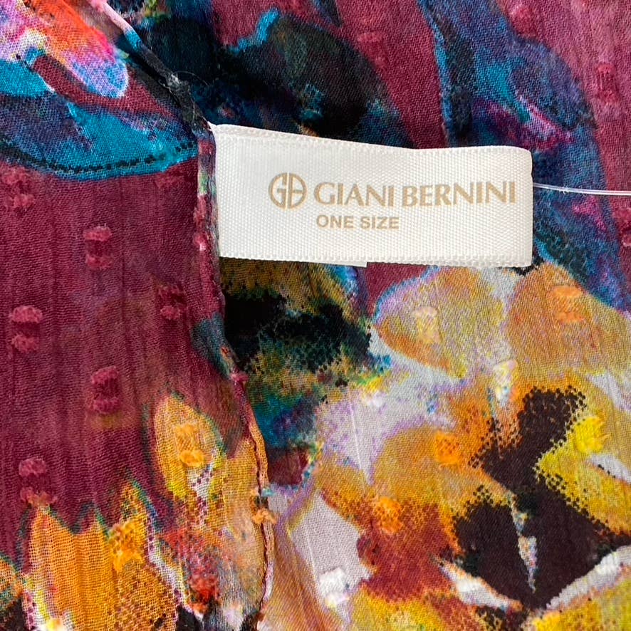 GIANI BERNINI Women's Wine Watercolor Floral Printed Wrap SZ OS