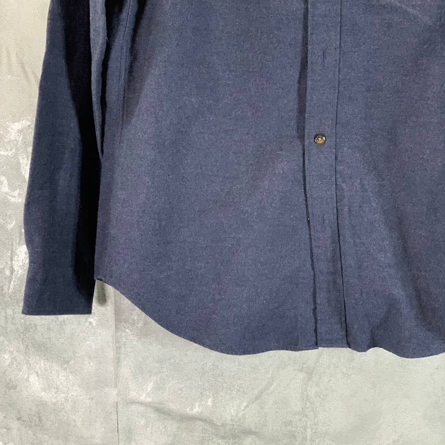 J.CREW Men's Navy Heathered Classic-Fit Elbow Patch Button-Up Workshirt SZ M
