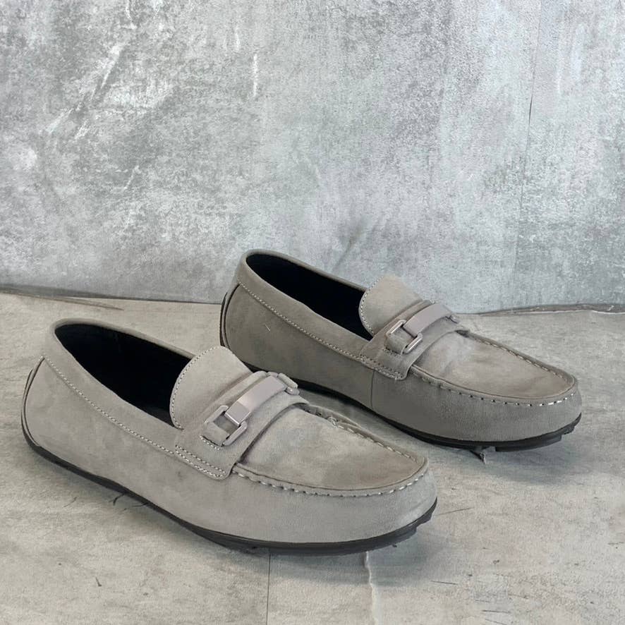 ALFANI Men's Light Grey Egan Faux-Suede Slip-On Moc-Toe Driver Loafers SZ 9