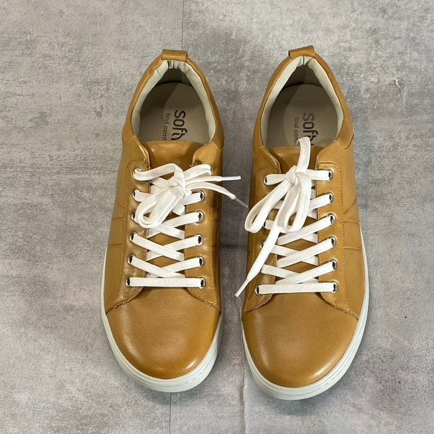 SOFTWALK Women's Camel Leather Athens Round-Toe Lace-Up Sneakers SZ 9