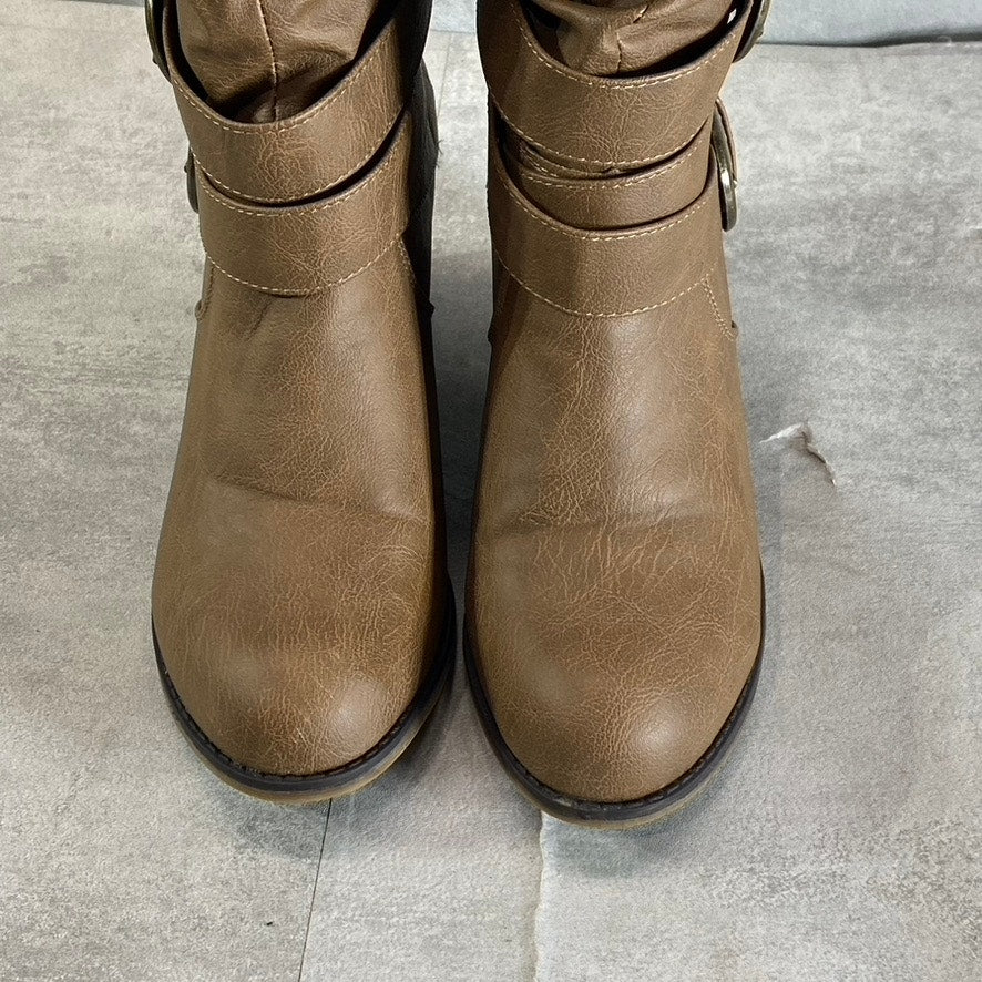 JOURNEE COLLECTION Women's Taupe Late Knee-High Block-Heel Boots SZ 6.5