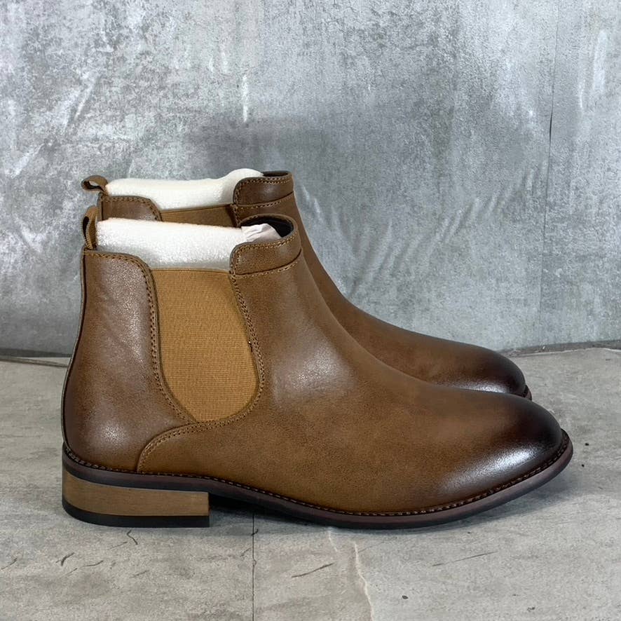 VANCE CO. Men's Chestnut Faux Leather Landon Pull-On Chelsea Dress Boots SZ 8