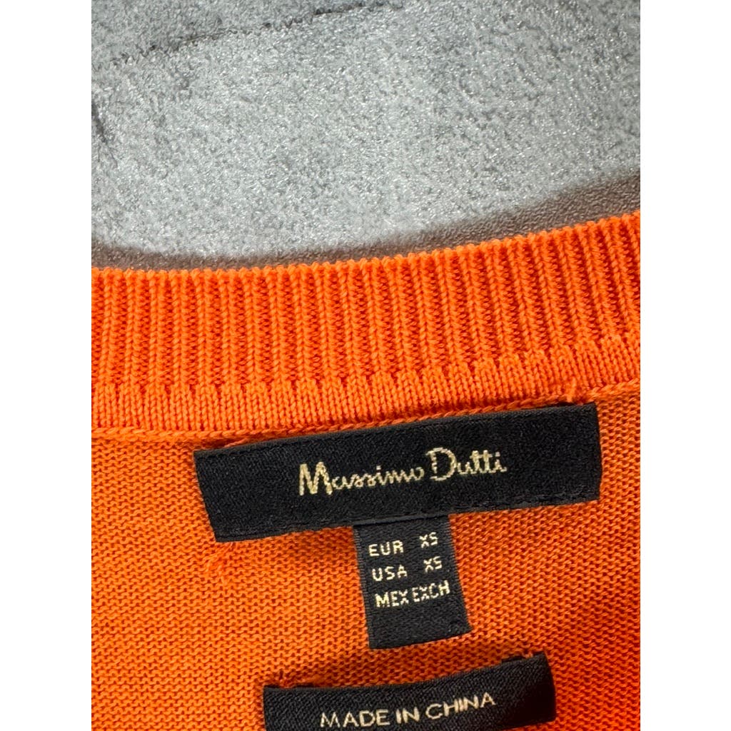 MASSIMO DUTTI Women's Orange Crewneck Long Sleeve Pullover Sweater SZ XS