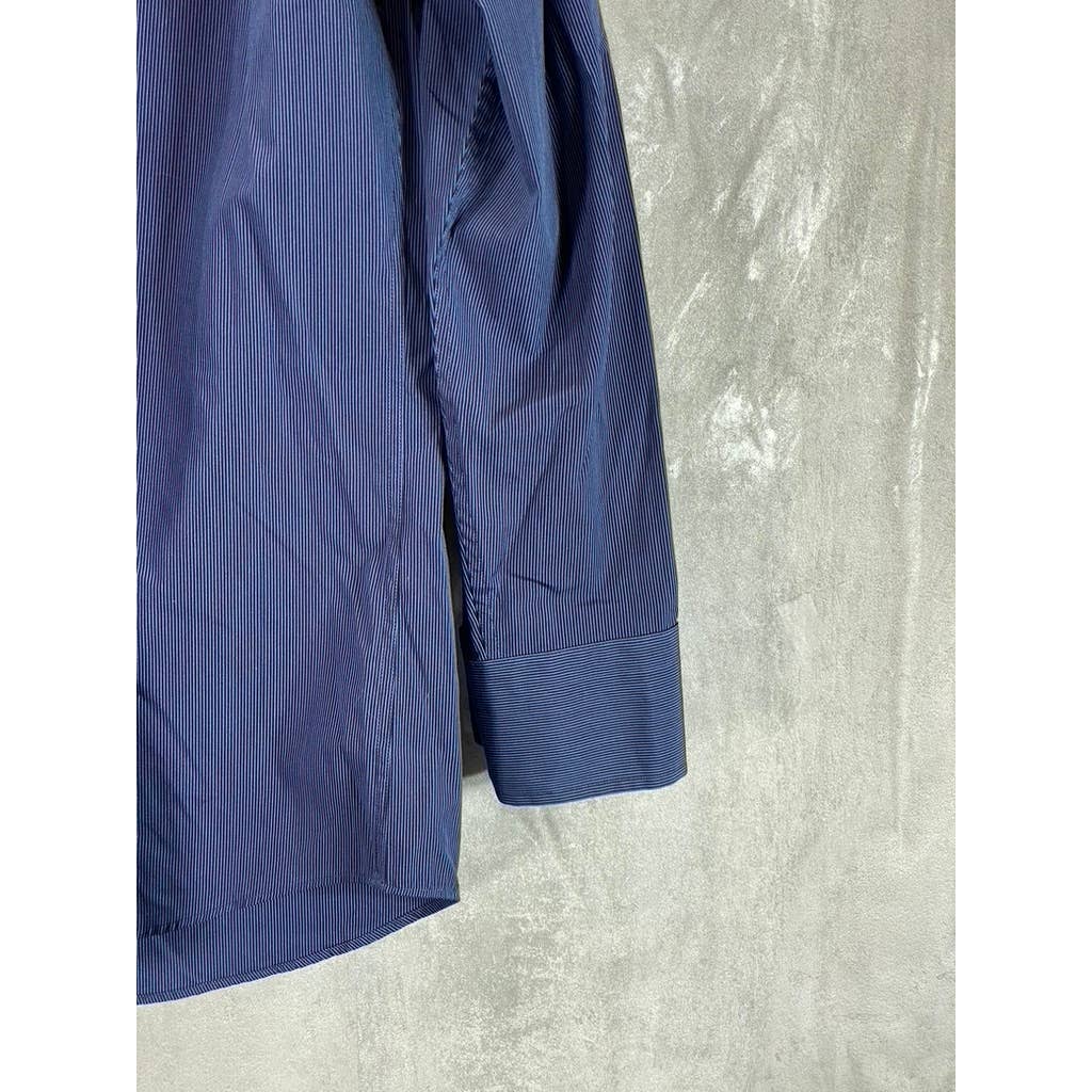 BOSS HUGO BOSS Men's Navy Pinstripe Button-Up Long-Sleeve Dress Shirt SZ16 32/33