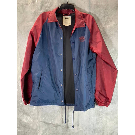 VANS Men's Navy/Burgundy Off The Wall Snap Button Windbreaker SZ M