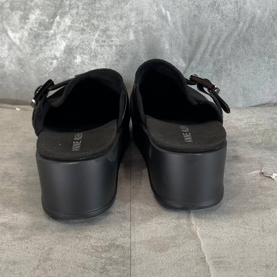 ANNE KLEIN Women's Black Victory Round-Toe Slide-On Platform Shoes SZ 8