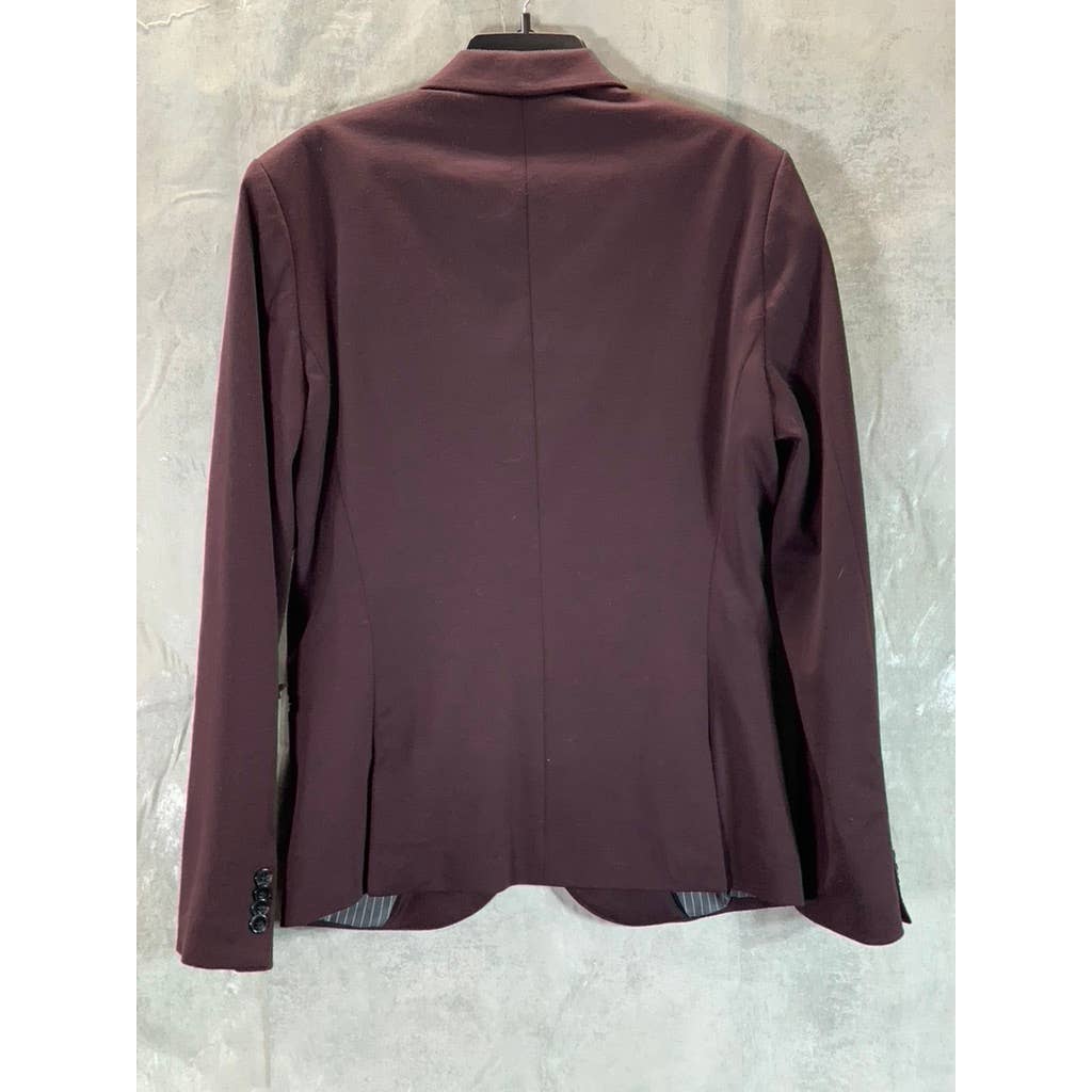 ZARA MAN Men's Burgundy Straight-Fit One-Button Blazer SZ L