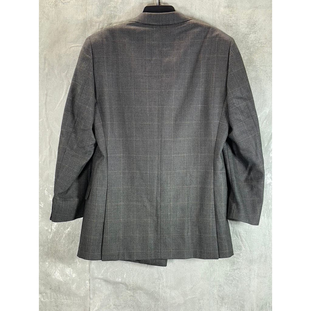 ERMENEGILDO ZEGNA Men's Gray Plaid Double Breasted Suit Jacket SZ 50R